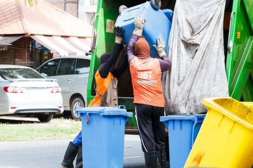 Segregated recycling bins at a local recycling centre